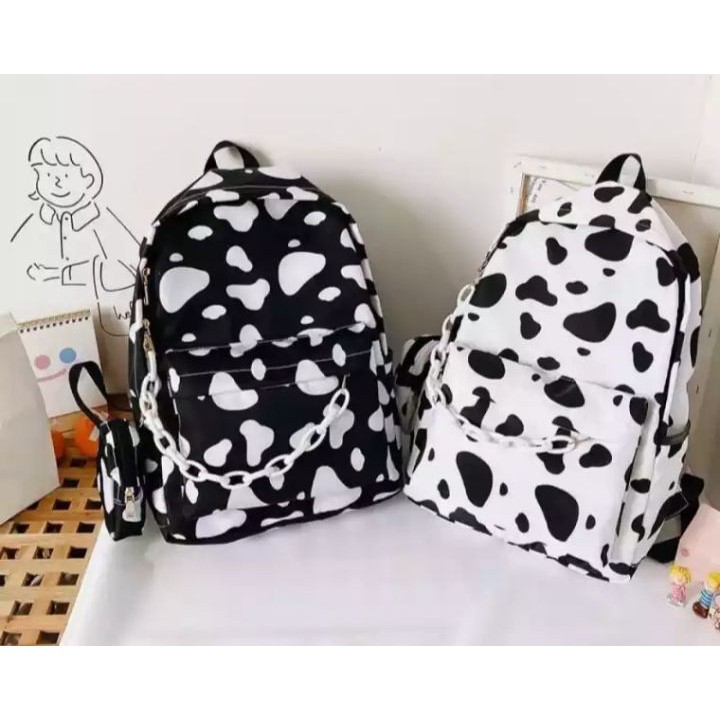 YadiApep Store Tas Motif Sapi Tas Ransel Wanita Tas Ransel Remaja