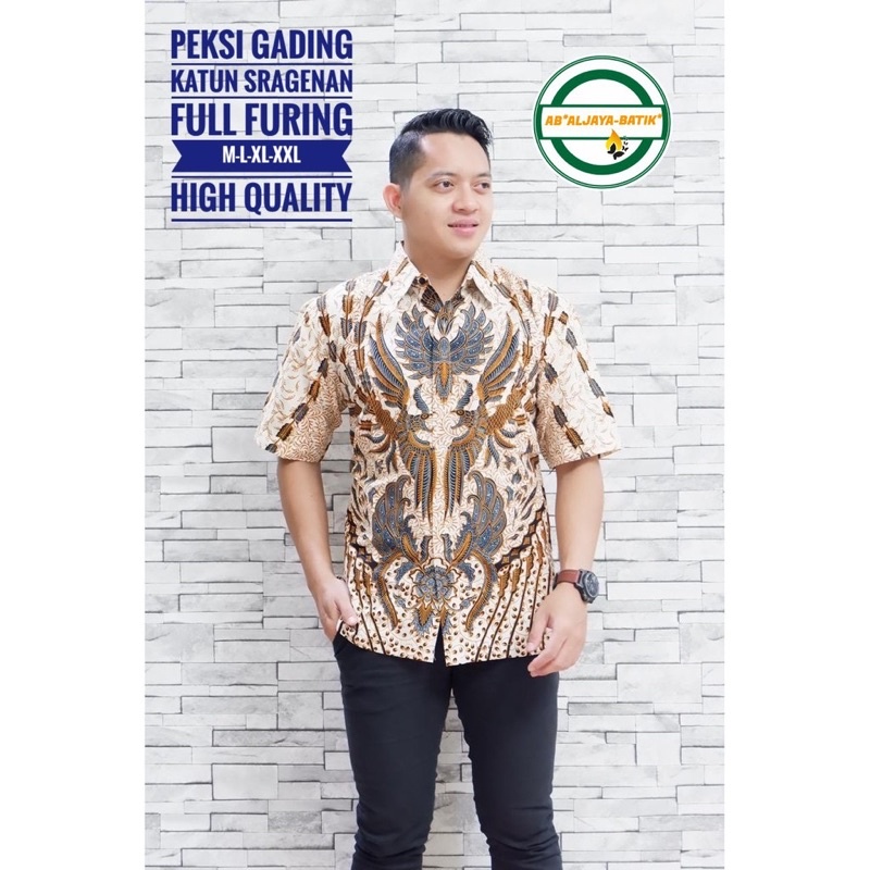 PEKSI GADING PEN KEMEJA ATASAN BAJU BATIK PRIA SOLO ASLI LENGAN PENDEK KATUN HALUS FULL FURING PREMI