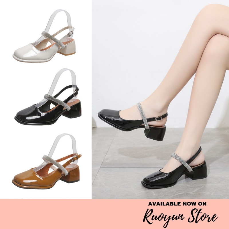 RYX - Monna Glitter Sepatu Heels Hak Tahu Wanita Fashion Casual / Jalan Jalan - Import Ori