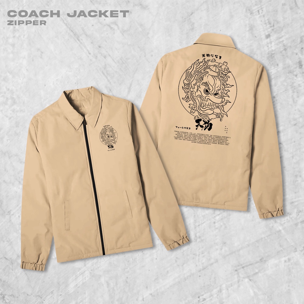 Fortglass Tengu Coach Zipper Jaket Polos Pria Jaket Parasut Unisex