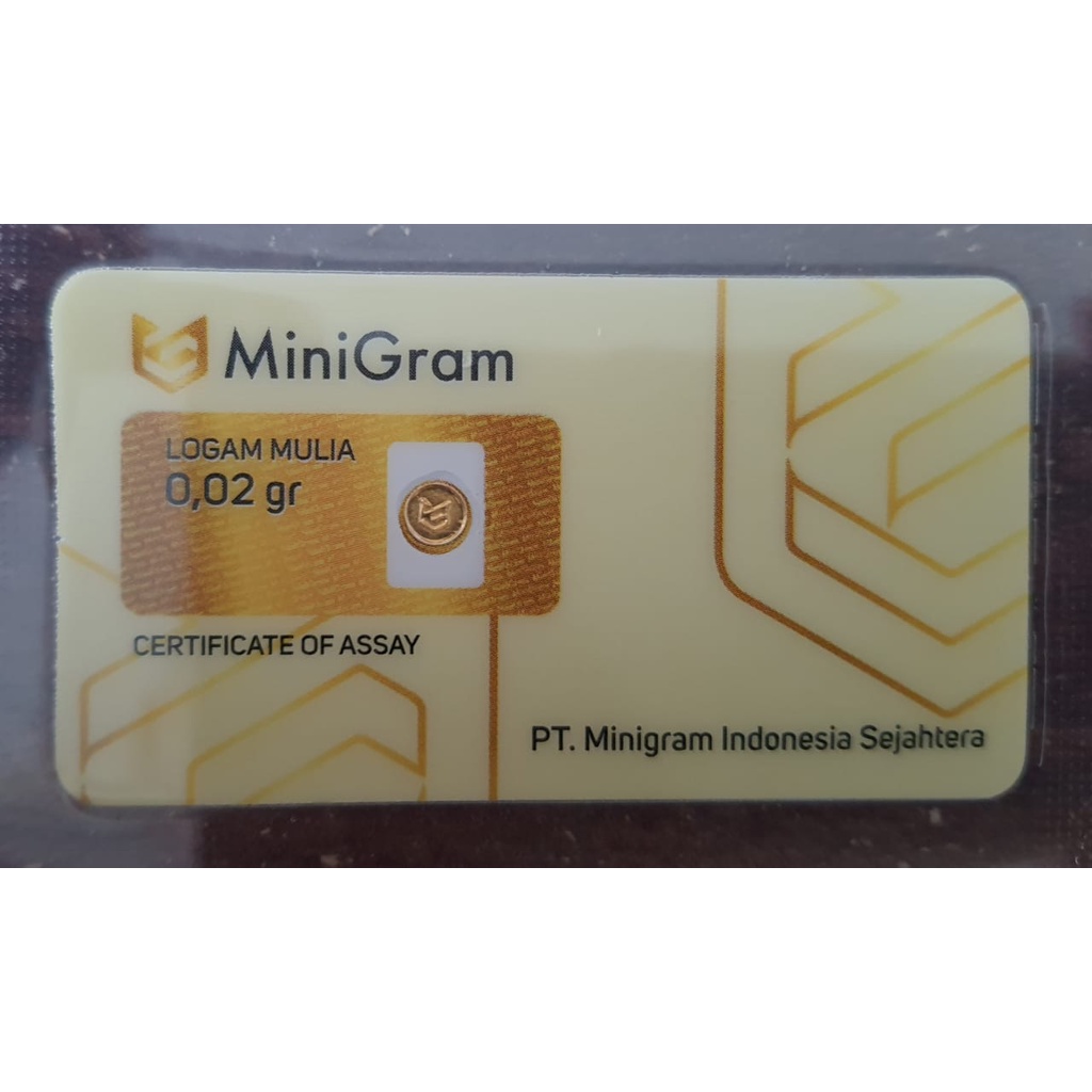 Minigram 0.02 Gram Emas Batangan Bersertifikat Murni 24 Karat