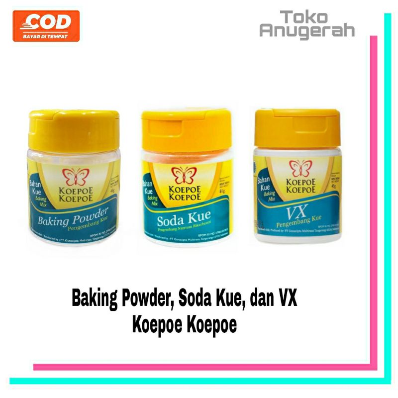 

Pengembang Kue Baking Powder, Soda Kue, dan VX Koepoe Koepoe