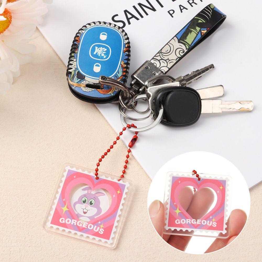 ❈ROWAN❈ 1 inch Photocard Holder Transparent Idol Photo Sleeves Key Chain School Stationery DIY Star Chasing Pendant Acrylic Photo Frame