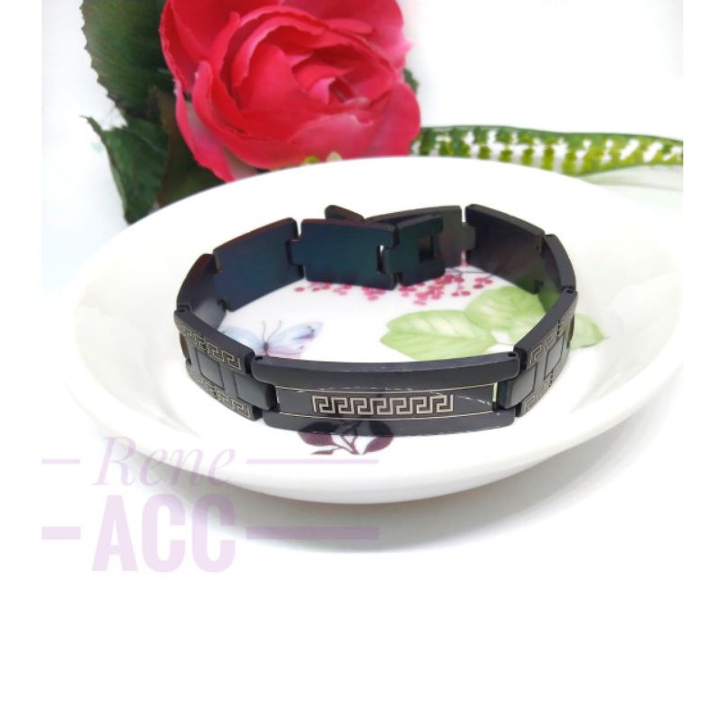 Gelang Pria Black Titanium Anti karat selamanya