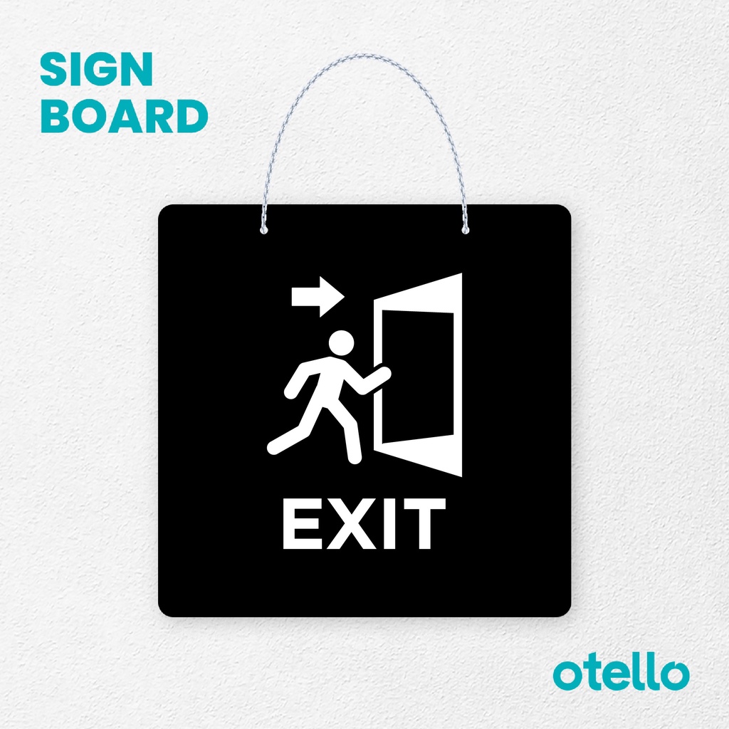 Otello Sign Exit Signage Board Acrylic Papan Gantung Label Akrilik Rantai Petunjuk Toko Modern Minimalist Kafe Restoran Kantor Gedung Cafe