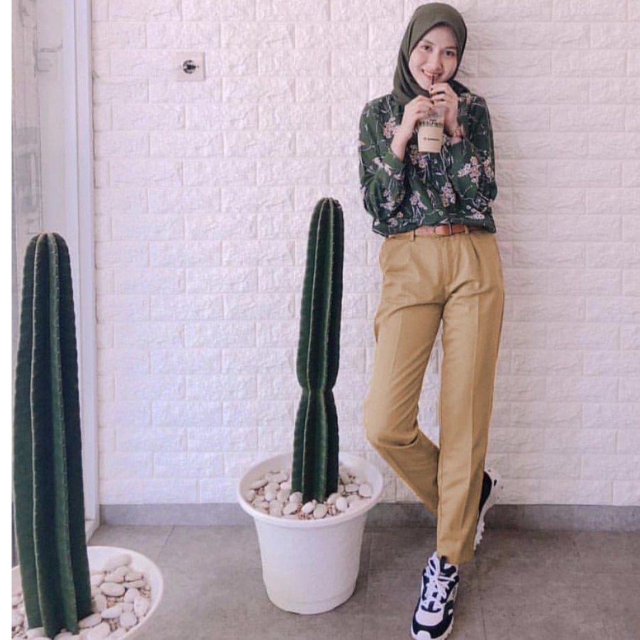 Hopylovy Celana Kerja Wanita | Celana Kantor Wanita | Celana Bahan Celana Panjang Wanita Basic | Celana Kantor Kerja Queeny