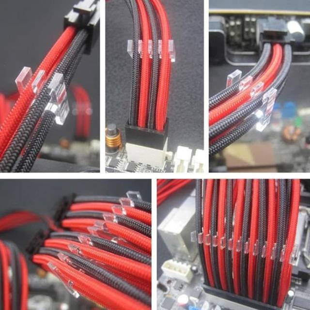 6 Pin Hitam Sisir Kabel Psu Cable Comb Sleeved