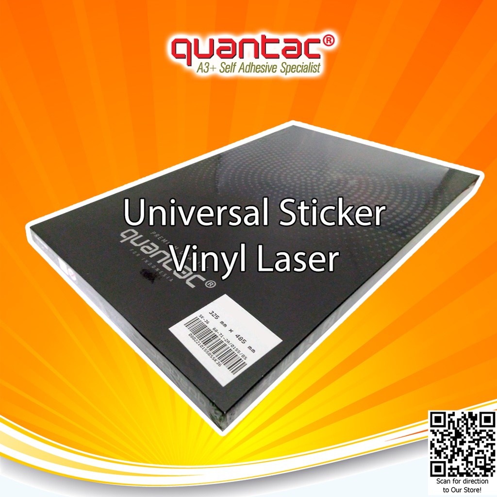 Instant / Sameday QUANTAC UNIVERSAL Sticker Vinyl Digital Print Laser Toner A3+ Stiker Plastik Anti Air Tidak Mudah Sobek - Pack