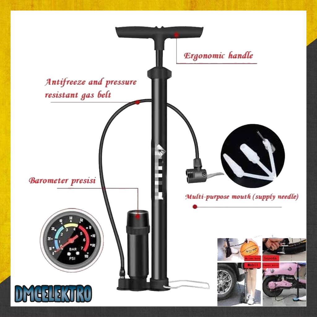 Pompa angin multifungsi / Pompa sepeda motor, balon, bola / Pengisi angin