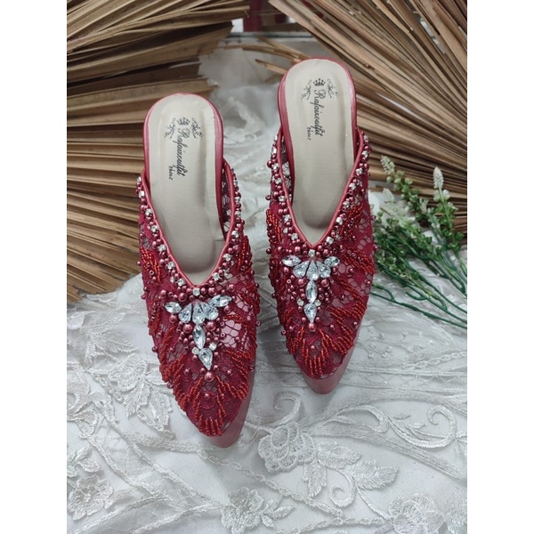 sepatu wanita wedding alena merah marron 12cm tahu