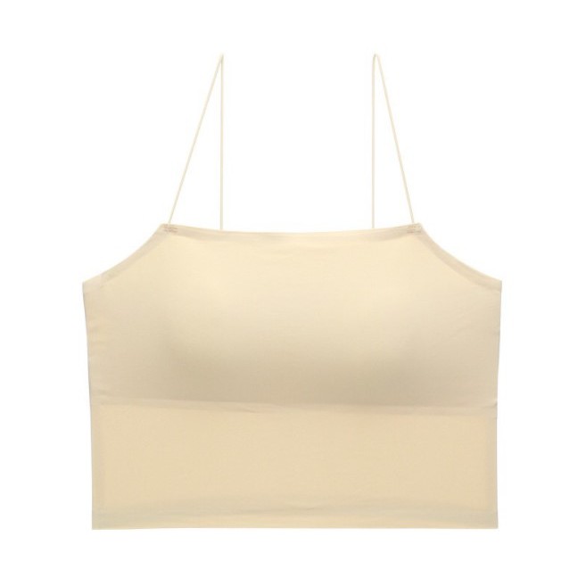 Tanktop korea seamless spaghetti strap tank top dalaman wanita pakaian perempuan bralette bra bh-Cream