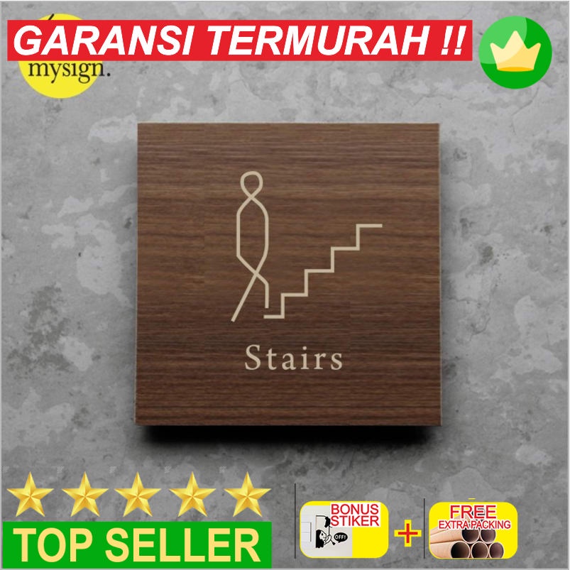 

Murah Stairs Naik Tangga Sign Board Kayu Print Signage Label Nama Ruang Elegan