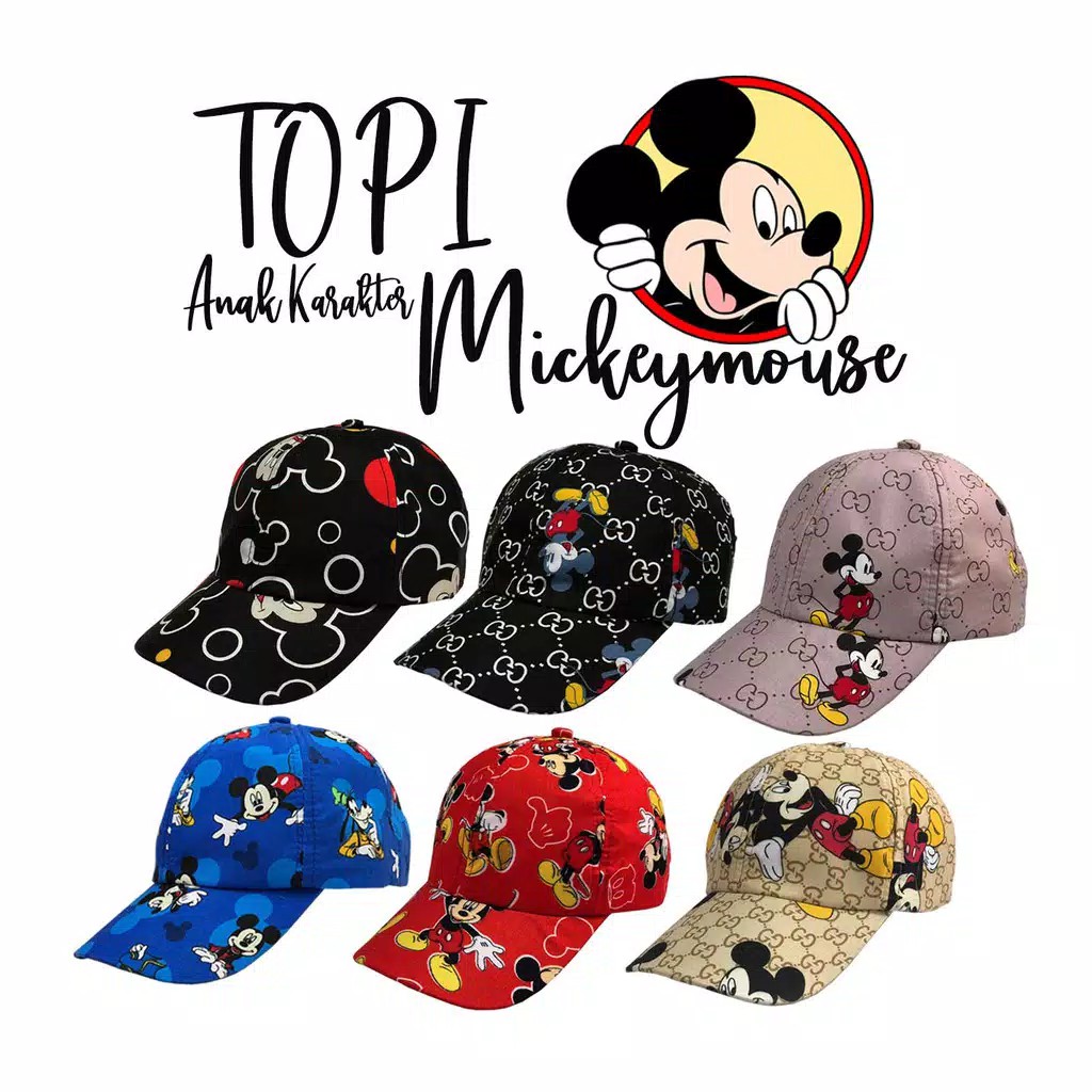 TOPI ANAK CEWEK KOREA KARAKER KARTUN MICKEY MOUSE USIA 2-12 TAHUN KIDS KOREA SENAM CAP IMPORT A3