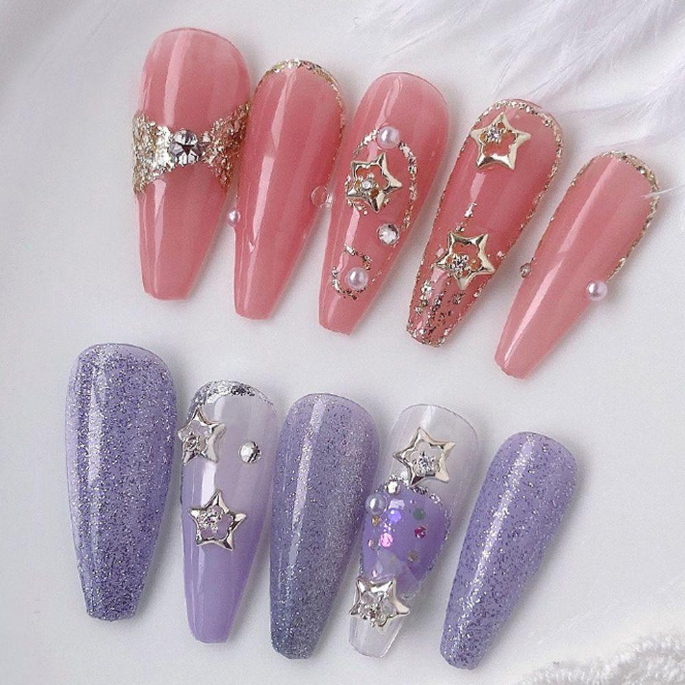 AUGUSTINA Agustinina Bintang Dekorasi Nail Art Fashion Cinta Hati Ikatan Simpul Manikur Aksesoris Hollow Nail Drills