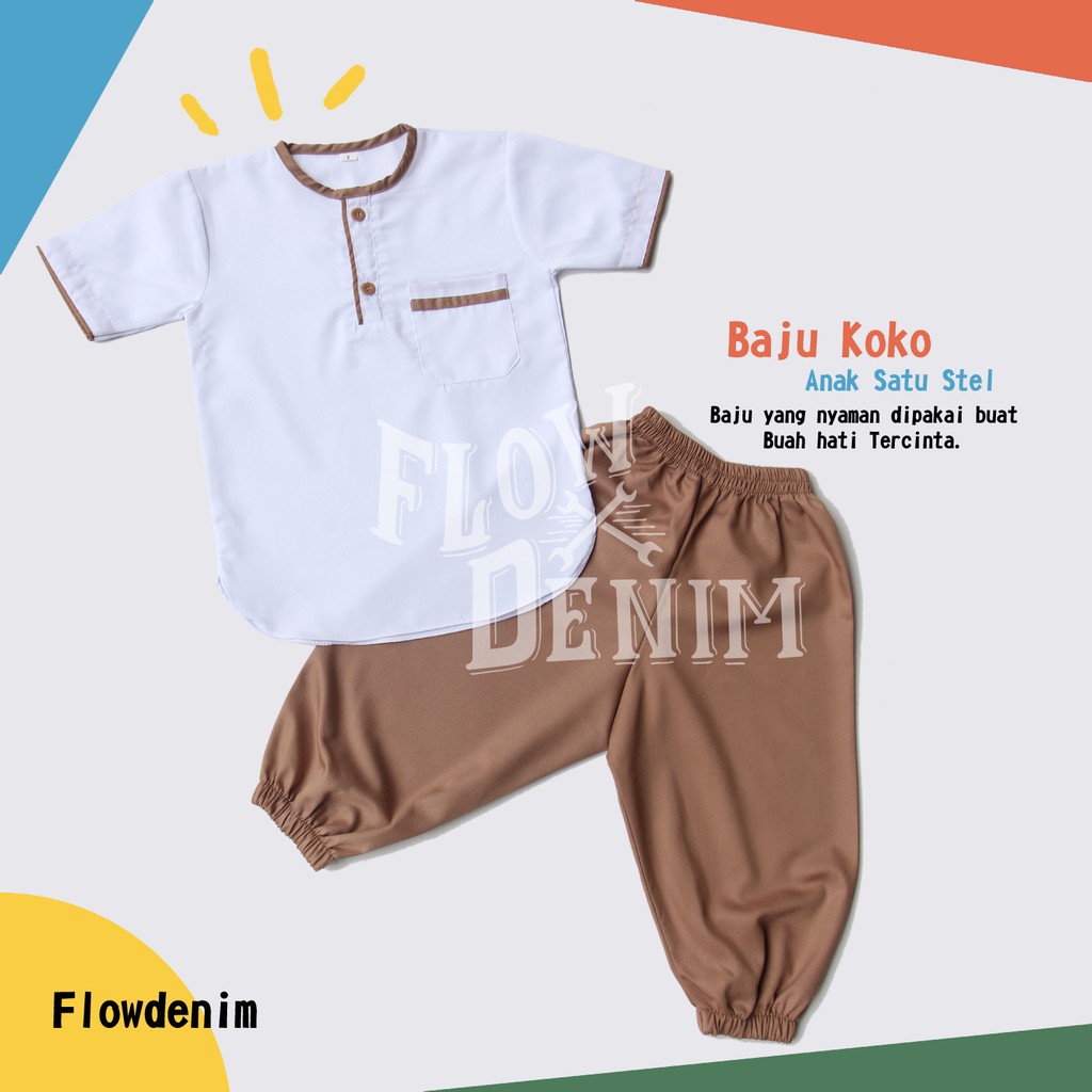 baju koko anak laki laki setelan murah umur 0-8 tahun Warna Merah putih coklat ungu biru navy Flow