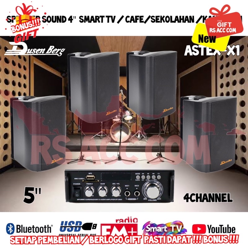 Paket 4 Speaker 5 Inch DUSENBERG Astex X 1, Cafe , Restoran - Bluetooh