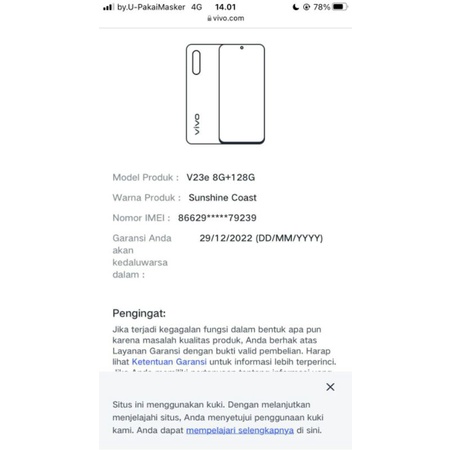 VIVO V23e RAM 8/128 GB