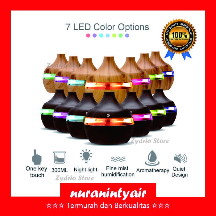 Air Humidifier Diffuser 300ml Desain Kayu LED - Aromatherapy Difuser