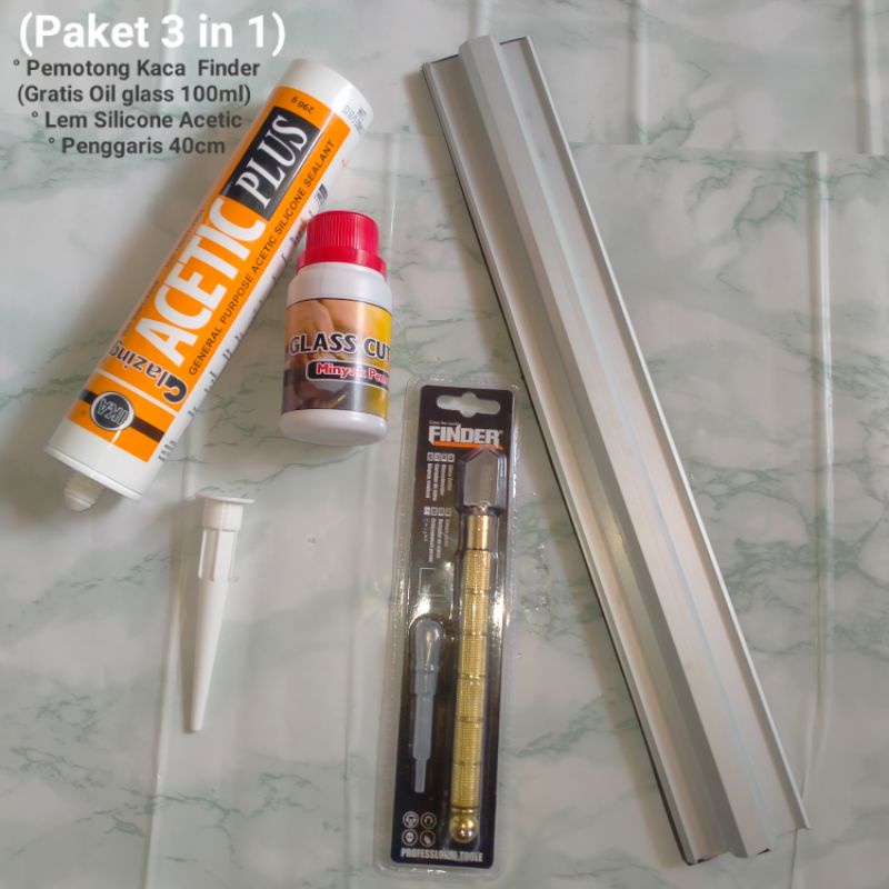 

Pemotong Kaca Finder,Lem Silicone Acetic ,Penggaris anti slip(Gratis Oil glass 100ml)