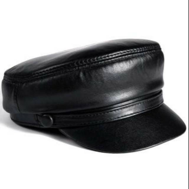 Topi Kapten Pilot Pelaut Polisi Nahkoda Komando Kulit Asli Terlaris Free Ongkir