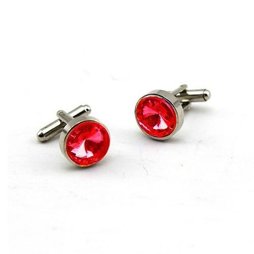 Cufflink Circle Red Cufflink