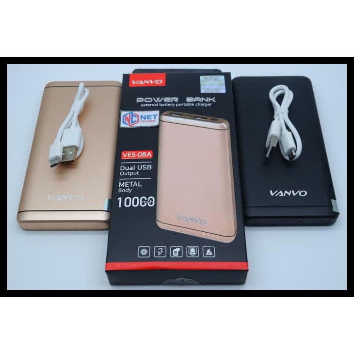 Power Bank Vanvo Slim Ves - 08A / Pb Vanvo Slim Ves-08A 10000Mah - Hitam
