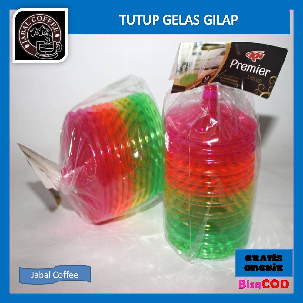 Tutup Gelas Bening Mika Isi 12 Pc / Tutup Gelas Bening Akrilik Warna Warni / Tutup Gelas Plastik Murah 03