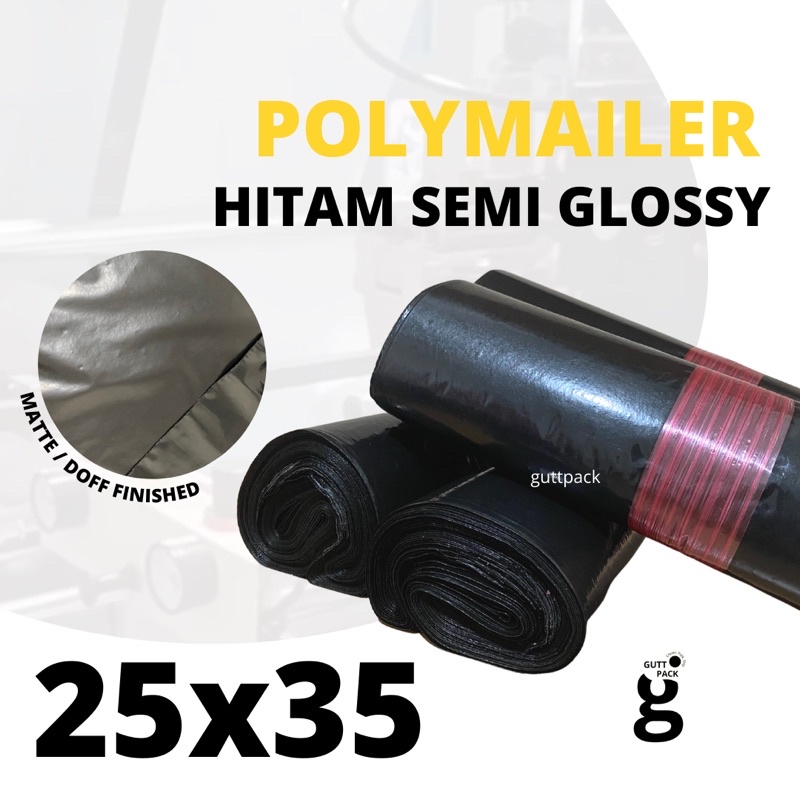 

Plastik Packing Olshop Polymailer Hitam 25x35CM PE Semi Glossy / Non Glossy / Sablon Plastik Polymailer