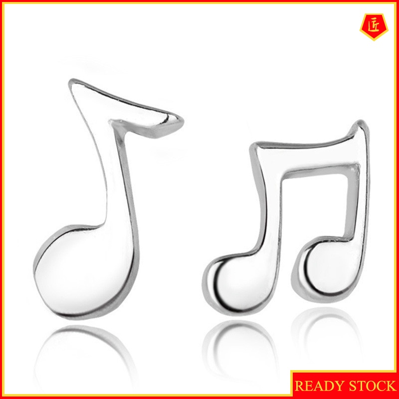 [Ready Stock]Female Silver Creative Simple Note Ear Studs