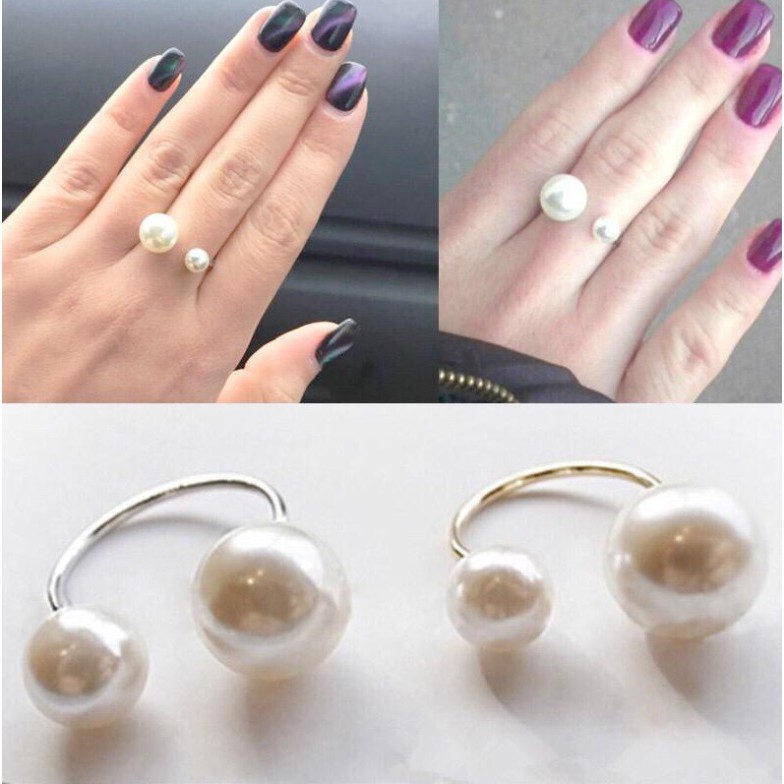 Cincin Wanita MUTIARA U Open Cuff Korea Fashion Style Aksesoris Cewe Women Pearl Ring