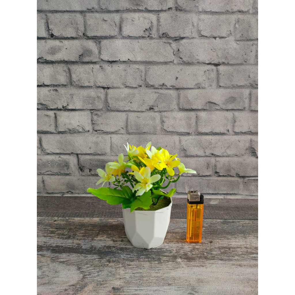 Paket Hemat Bunga Plastik Hias + Pot MF08-03A-3