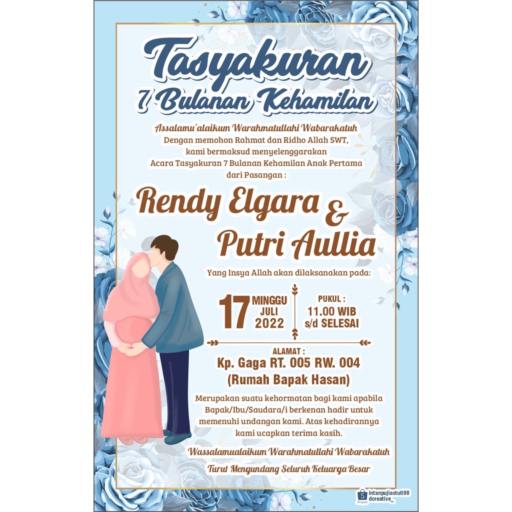 Undangan Tasyakuran Kehamilan / 7 Bulanan / 4 Bulanan / 3 Bulanan