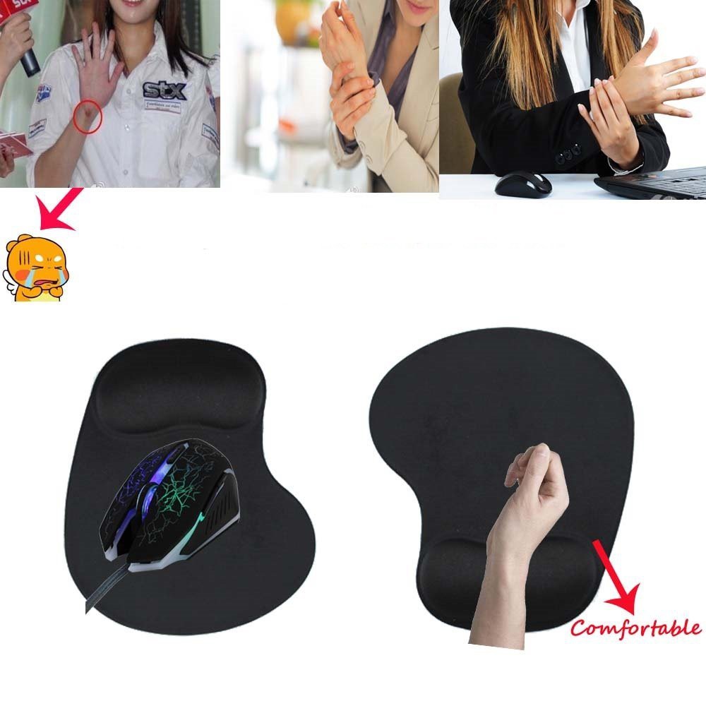 Mouse Pad + Bantalan Gel - Black