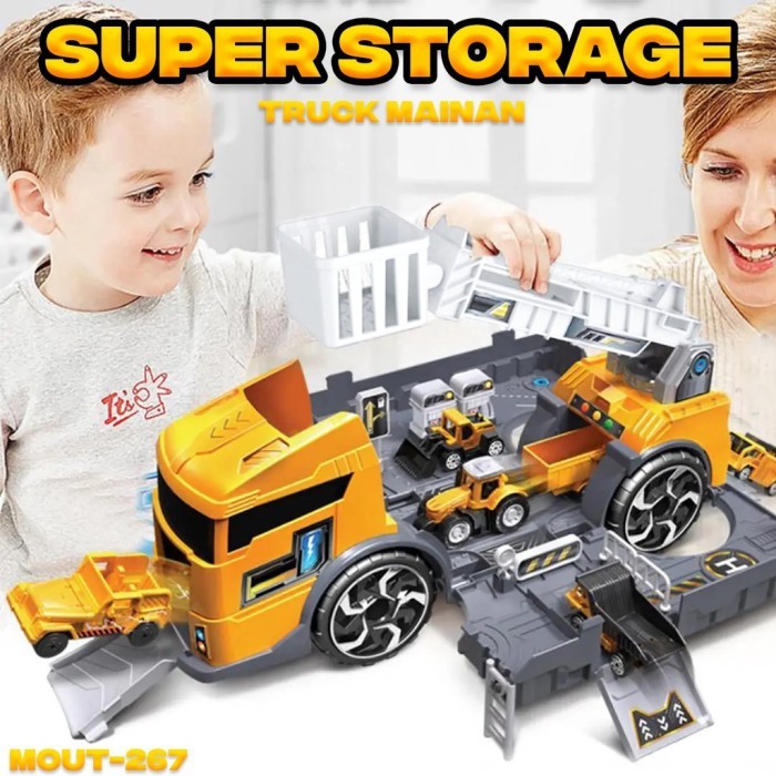 MWN Mainan Super Storage Truck Future Engineering Kuning No.P905-A