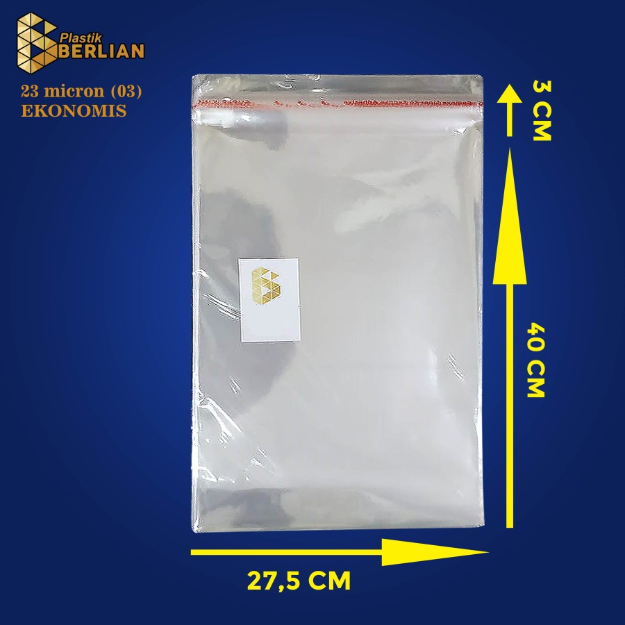 

27,5 x 40 cm Plastik OPP EKONOMIS 23micron (100 lbr) (lem/seal)