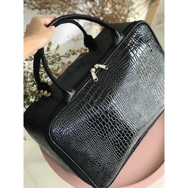 Croco glossy hitam/ travel bag / koper mini / koper kecil