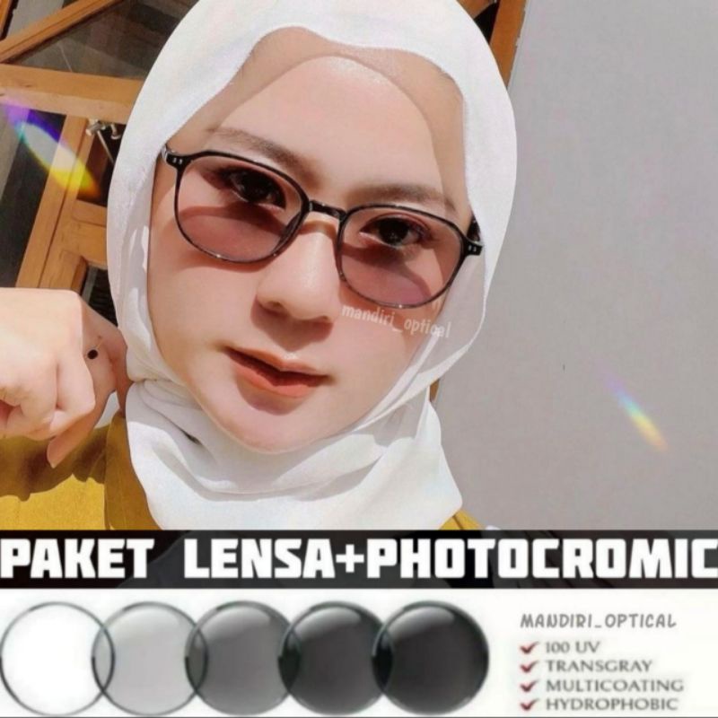 ( Bisa COD) Kacamata wanita | (paket frame+lensa photocromic) | antiradiasi | kacamata photocromic minus | gratis lensa antiradiasi | frame 2130