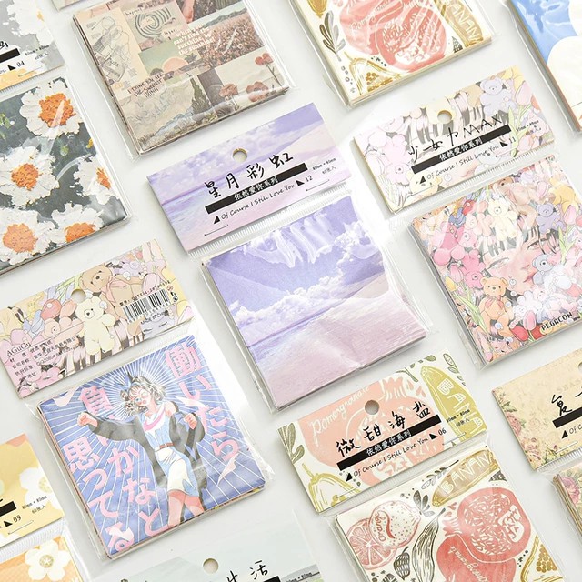 

60 lembar Kertas Vintage Cute Memo Aesthetic Background Dekorasi Scrapbook Journal DIY