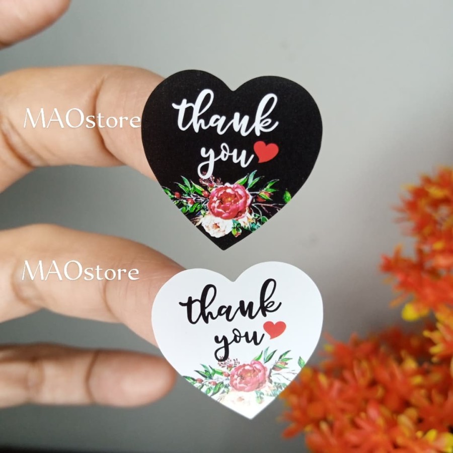 

MAOSTORE STIKER THANK YOU WHITE FLOWER STIKER BUNGA PUTIH HITAM SRW9