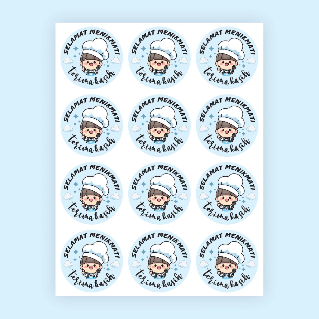 

96Pcs Thank You Sticker Chef Boy Selamat Menikmati TY047
