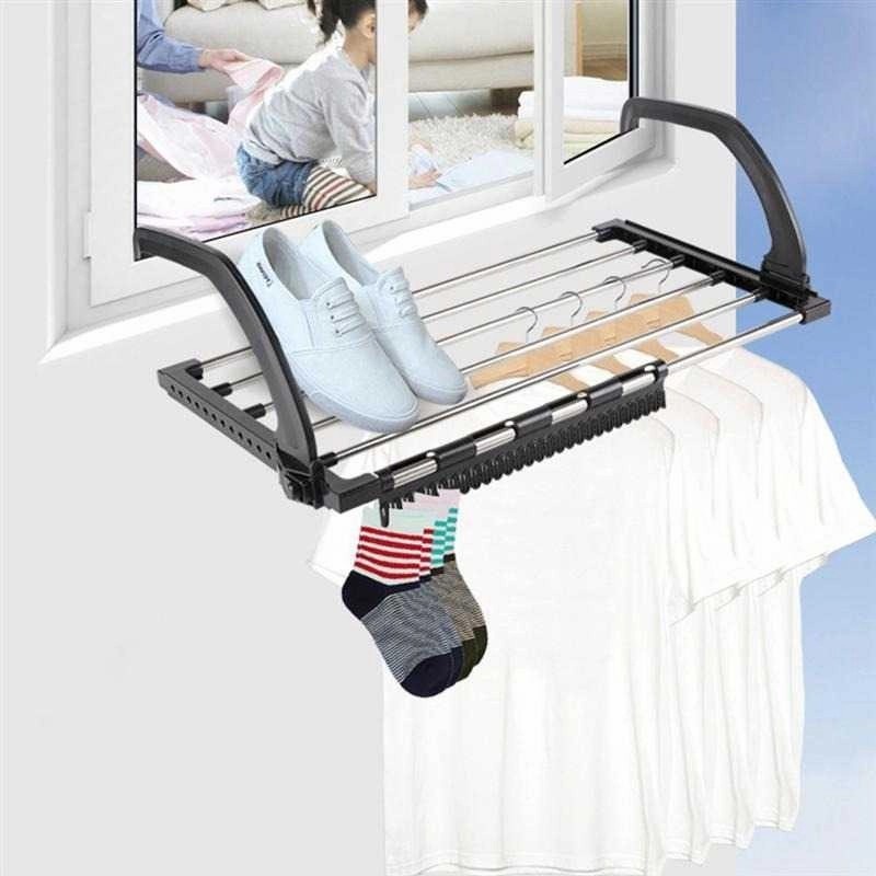 RAK HANGER GANTUNGAN BAJU JEMURAN PAKAIAN HANDUK BALKON PORTABLE