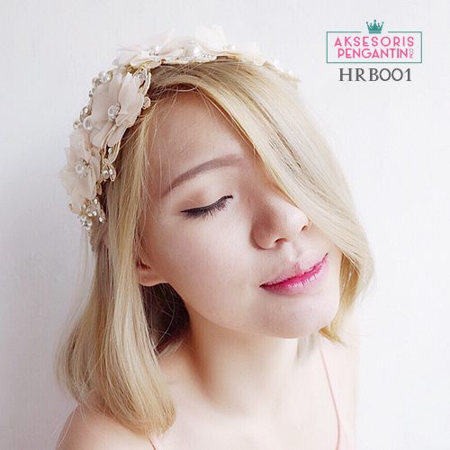 [READY STOCK] AKSESORIS WEDDING HAIRPIECE HEADPIECE PENGANTIN TIARA CREAM HRB001