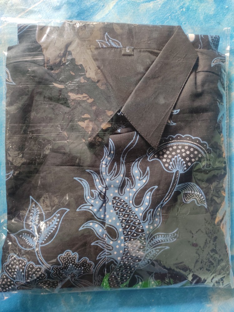 Naga Biru Nareswari Kemeja Batik Pria Lengan Panjang Katun Full Furing Batik Warna Biru