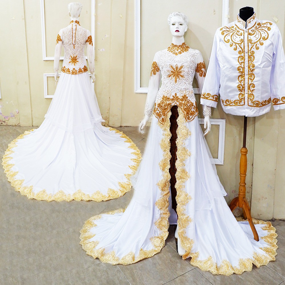 Baju Nikah Putih Gold