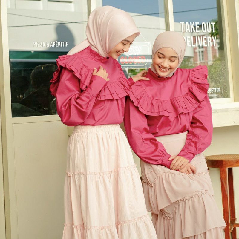 Rosie Blouse Kemeja Outfit Hijab Wanita Blus Renda