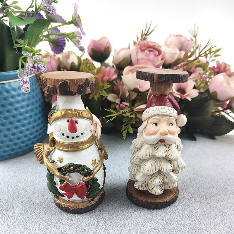 Holder Desain Santa Snowman Bahan Resin Untuk Dekorasi Pesta Natal