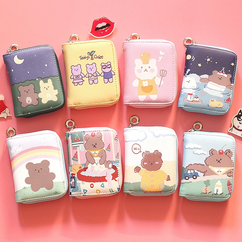 Dompet Koin Mini Simple Motif Kartun Beruang dengan Dompet Koin Mini Simple Motif Kartun Beruang dengan