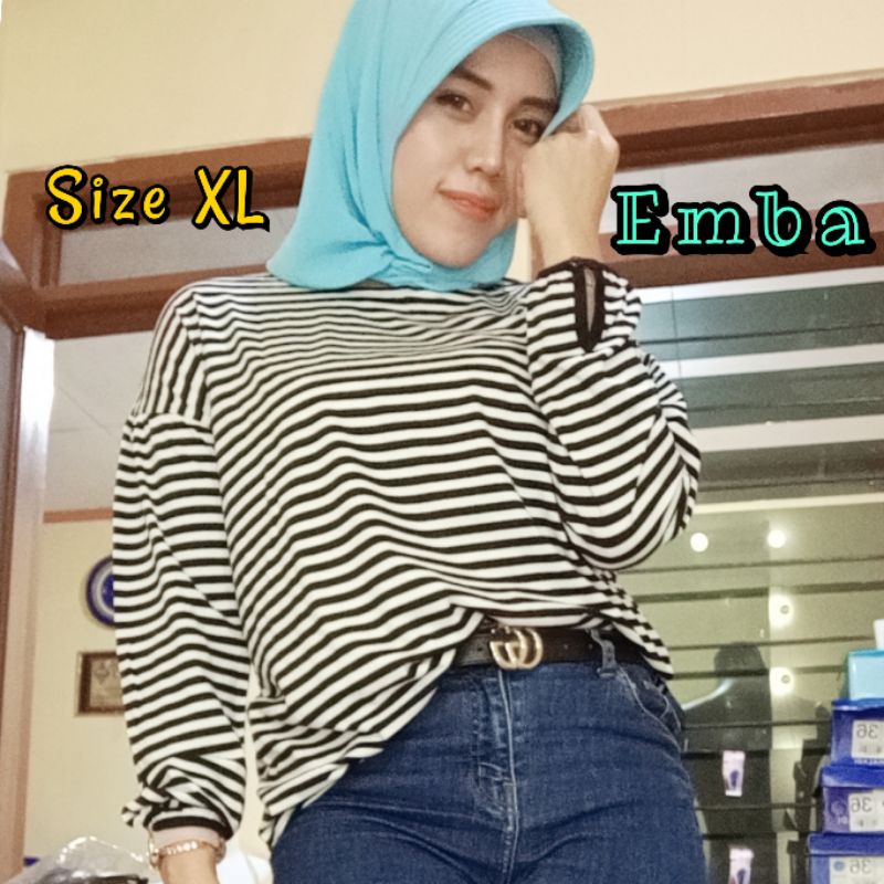 Emba Ladies size XL Kaos wanita lengan panjang Tshirt hitam atasan tshirt