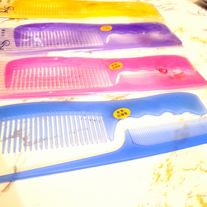 MR02 Sisir Set isi 2 COLORFULL Haircomb Sisir Gagang Sasak Anti Kusut