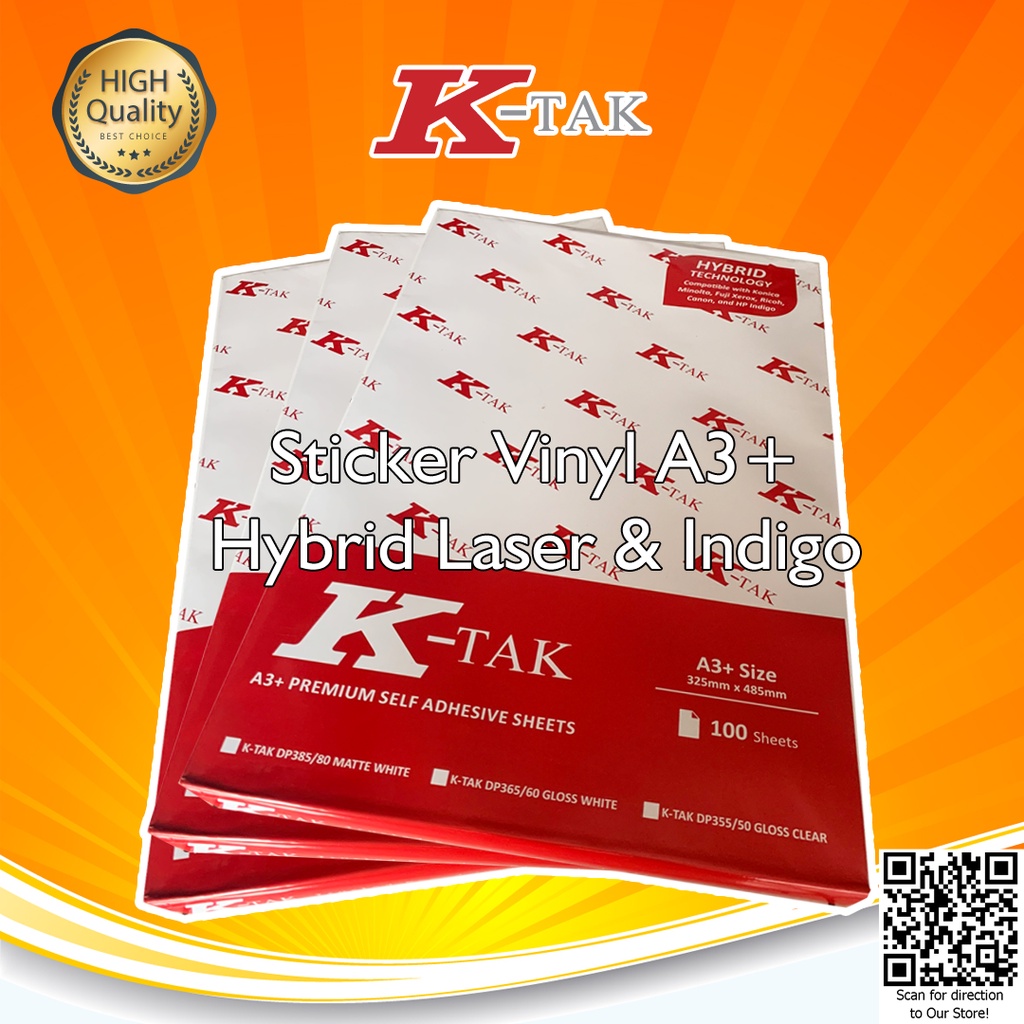 GROSIR - Ktak Sticker Vinyl PP Film K-Tak Hybrid  Laser Toner dan HP Indigo A3+ Stiker K tak Label Kemasan Anti Air